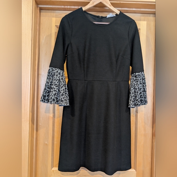 THML Dresses & Skirts - THML Black Dress with Leopard Print Sleeves